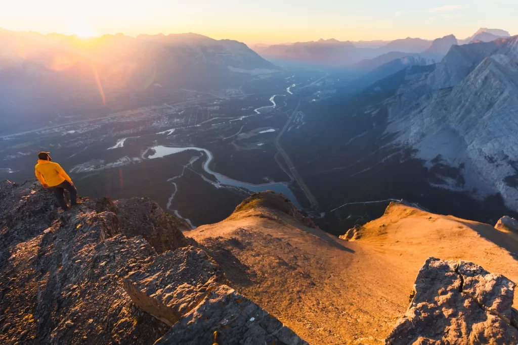 Views of Canmore from the summit of East End of Rundle