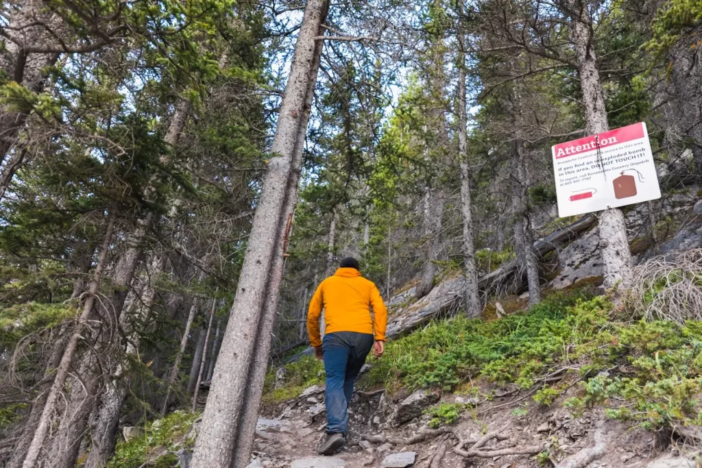 A sign along the EEOR hike warning of unexploded bombs