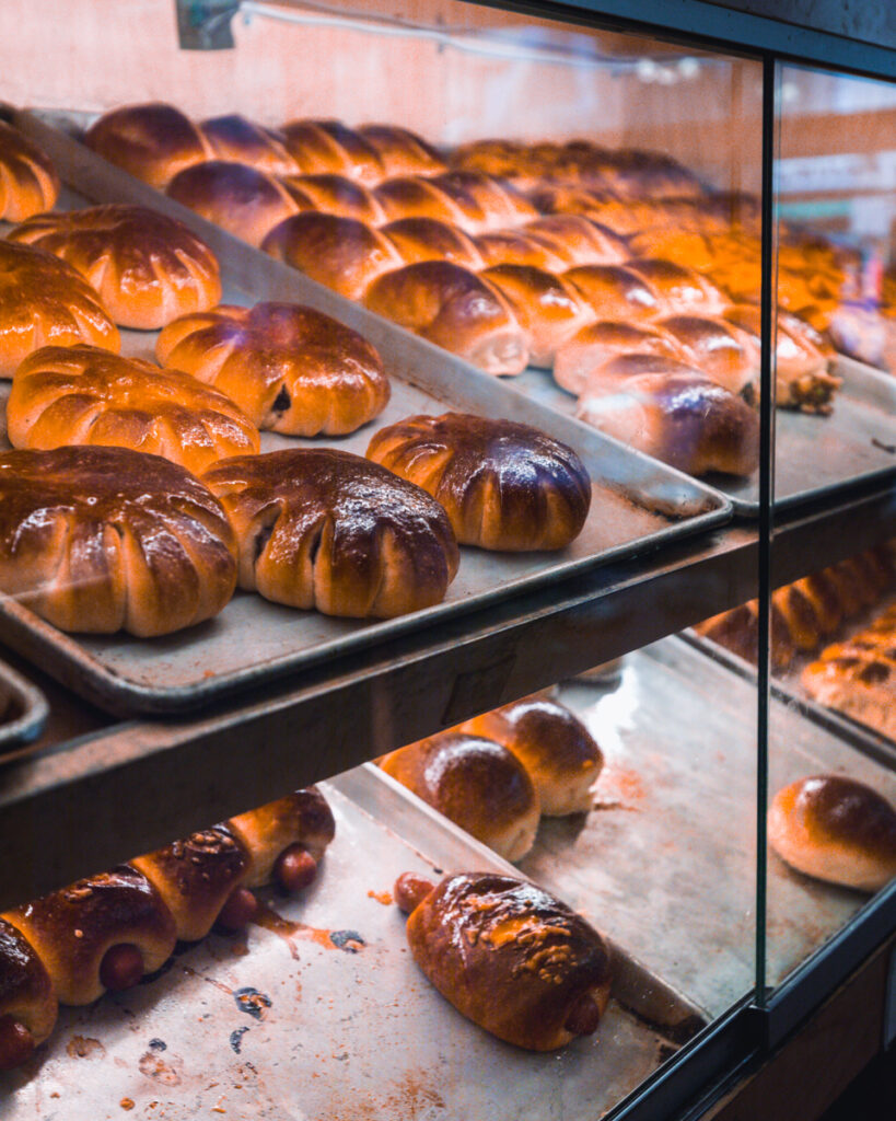 Hot Chinese buns on display in Chinatown Victoria