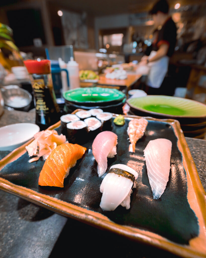 A plate of sushi at Shizen Sushi