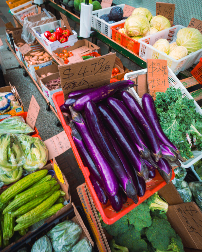 Produce on display  in Chinatown Victoria