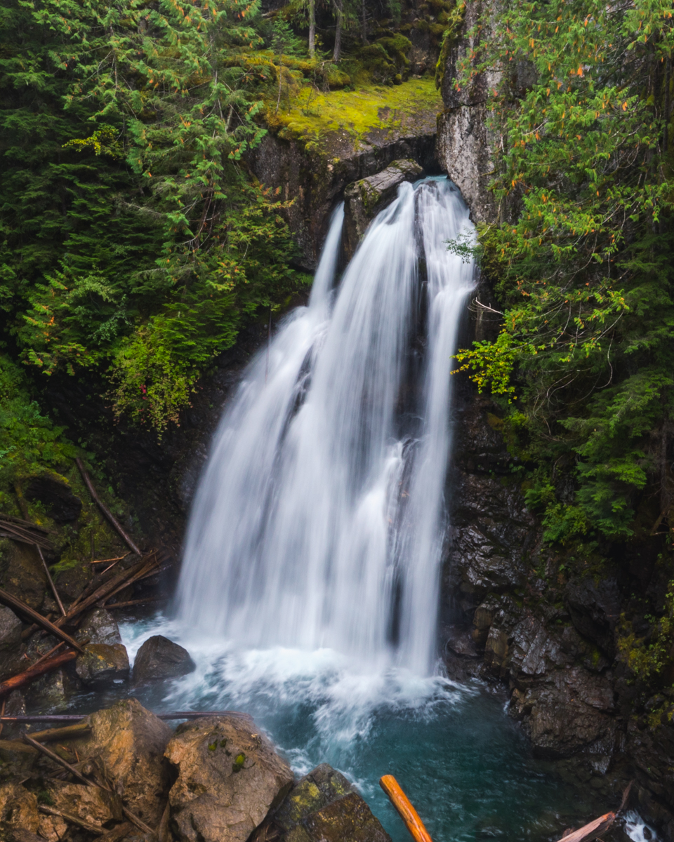 Long exposure photograph of Lady Falls in Strathcona Provincial Park